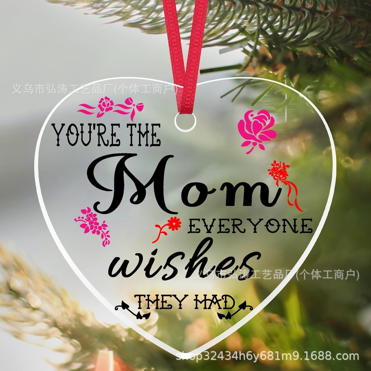 亚马逊新款爱心亚克力挂件母亲节感恩节圣诞节节日礼品挂件装饰品