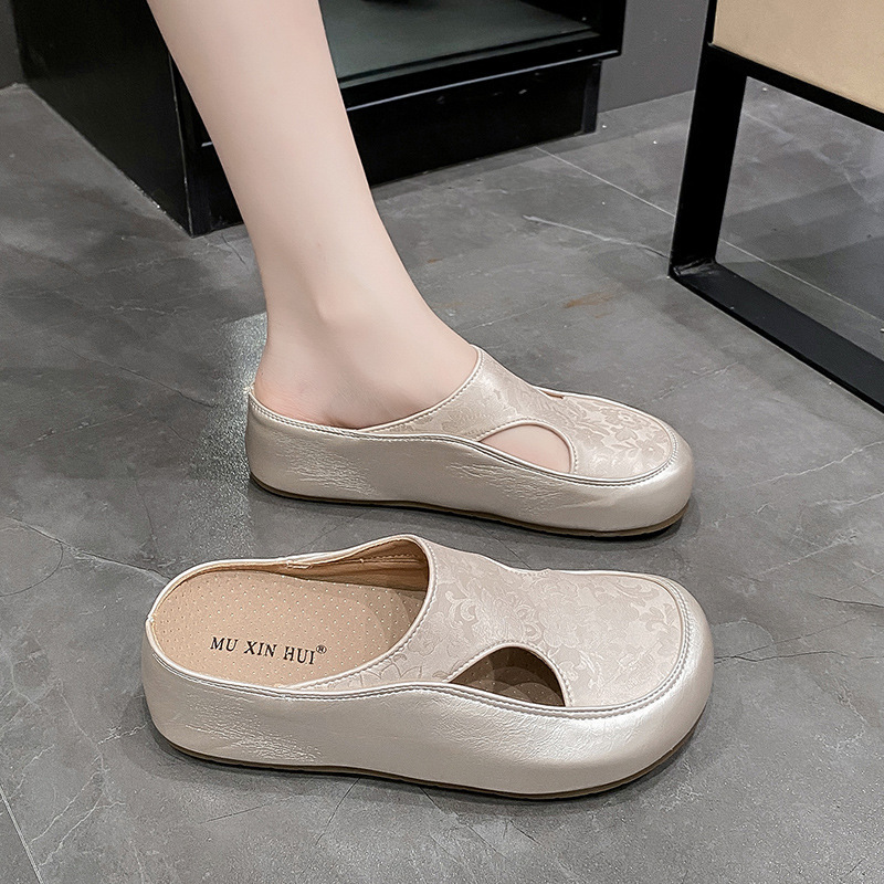 Small People's Super High-Heeled Cut Out Toe-Cap Half Slippers for Women's Summer Outer Wear Platform Thick-Soled Heightening Sandals and Slippers for Lazy People Small People's Super High-Heeled Cut Out Toe-Cap Half Slippers for Women's Summer Outer Wear Platform Thick-Soled Heightening Sandals and Slippers for Lazy People