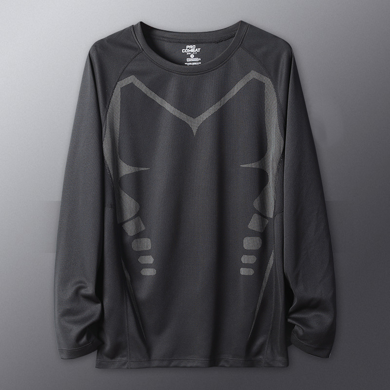 Hielo camiseta de mangas largas para hombres de verano delgada secado rápido transpirable suelta entrenamiento de entrenamiento de gimnasio chaqueta de baloncesto