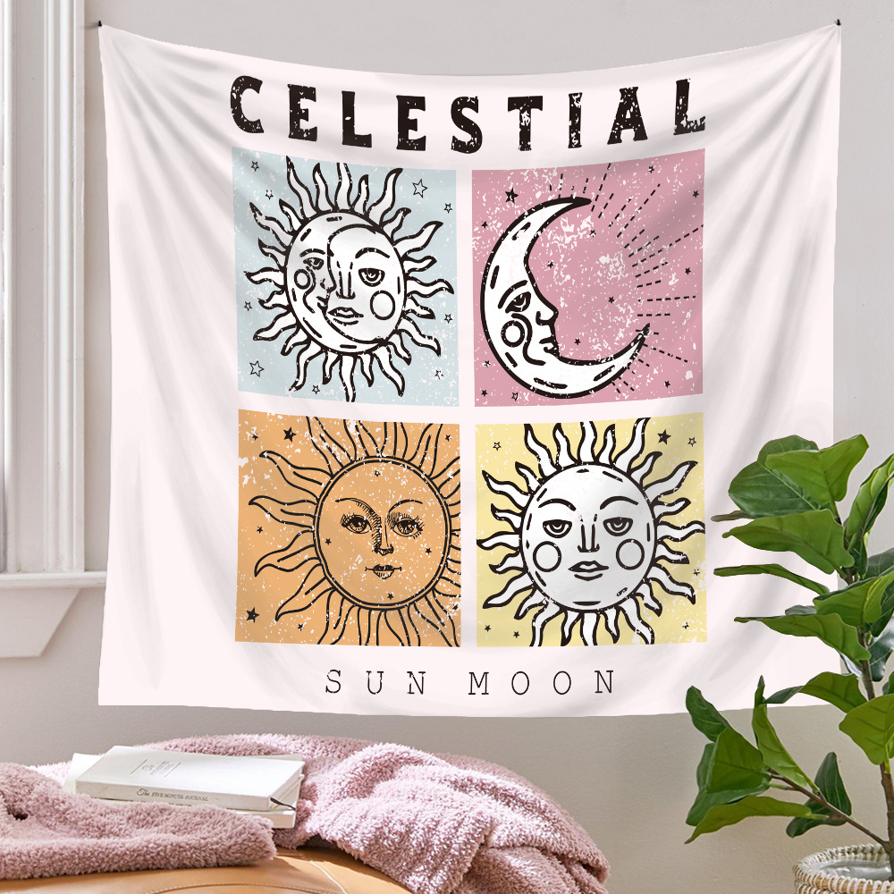 Bohemian Tarot Moon Sun Printing Psychedelic Background Cloth Tapestry Wholesale Nihaojewelry display picture 4