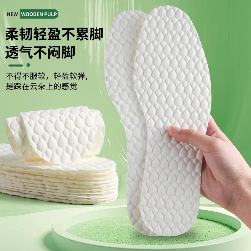 Pulpa de madera ultrafina desechable antibacteriana antiolor transpirable absorción de sudor insoleilla para hombres y mujeres descalzos desodorante insoleilla cómoda absorción de sudor