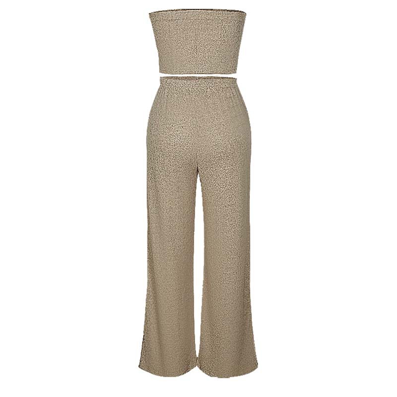 Completo pantalone donna estivo elegante top a coste con nodo_voghion.com