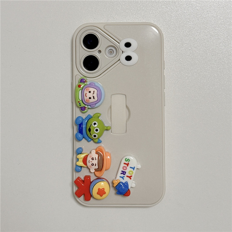 Hebilla de anillo de animal tridimensional de dibujos animados para iPhone 15 Apple 16ProMax funda para teléfono móvil Huawei Mate70 hembra