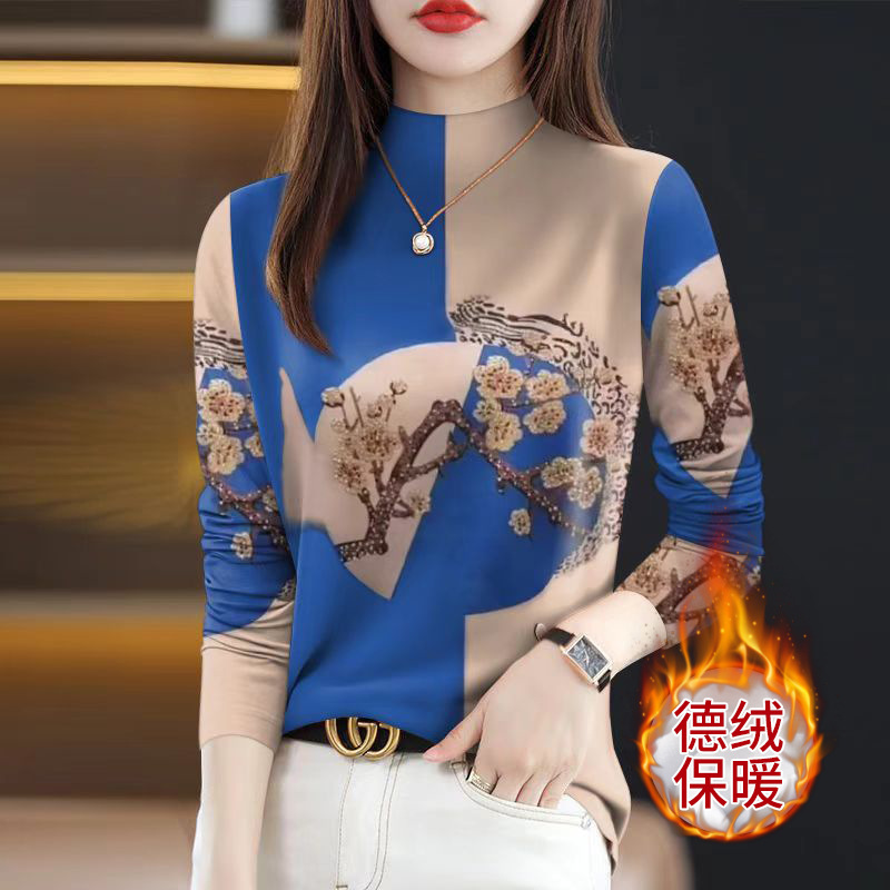 批发德绒打底衫2025新款秋冬爆款女士遮肚半高领时尚长袖一件代发|undefined