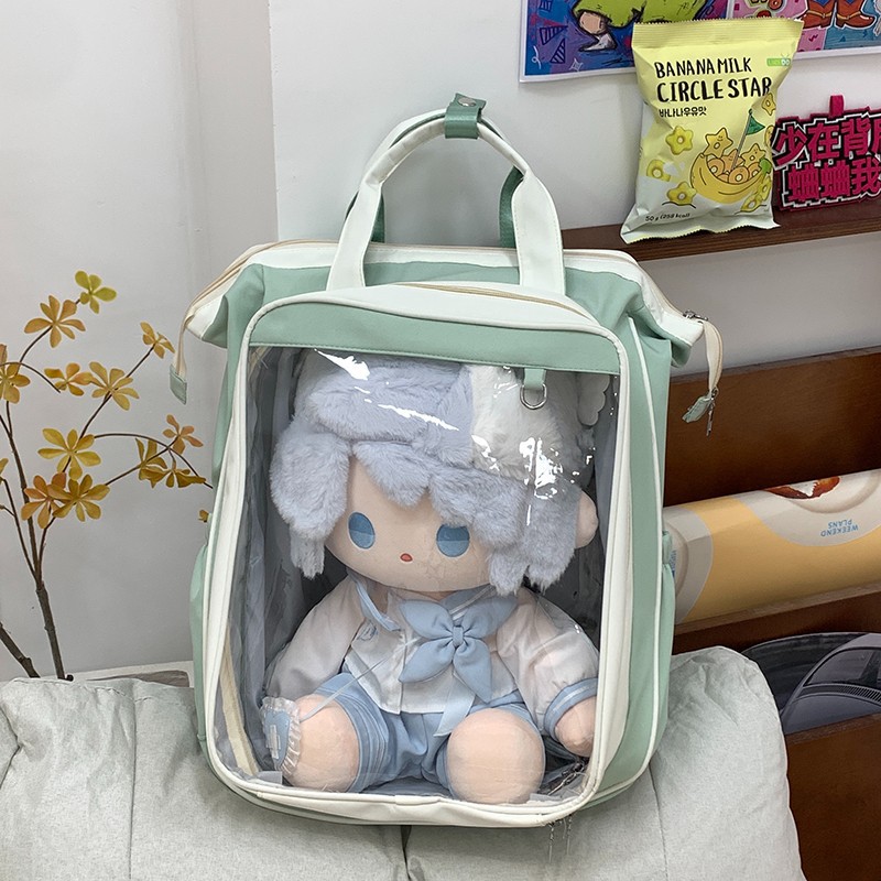 40cm sentado mochila mochila de gran capacidad universidad transparente ocio de gran capacidad mochila de estudiantes bolsas de dolor lindas mujeres