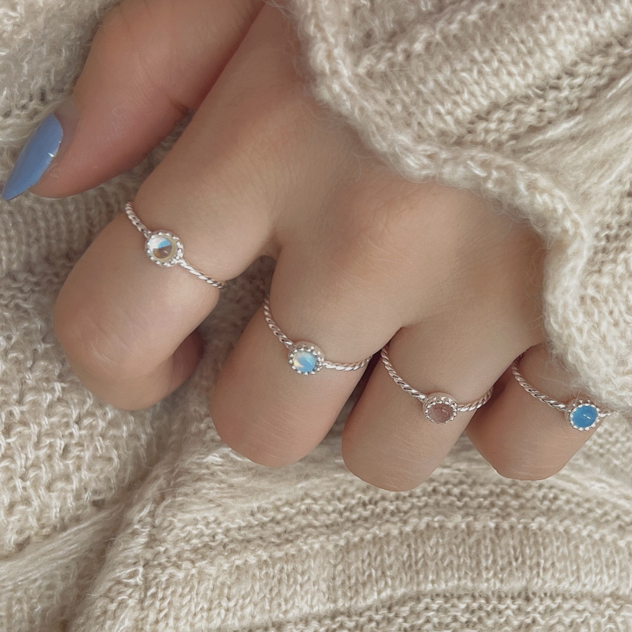 Daily Occasion 925 Sterling Silver Material Round Pattern 925 Sterling Silver Crystal Round Rings