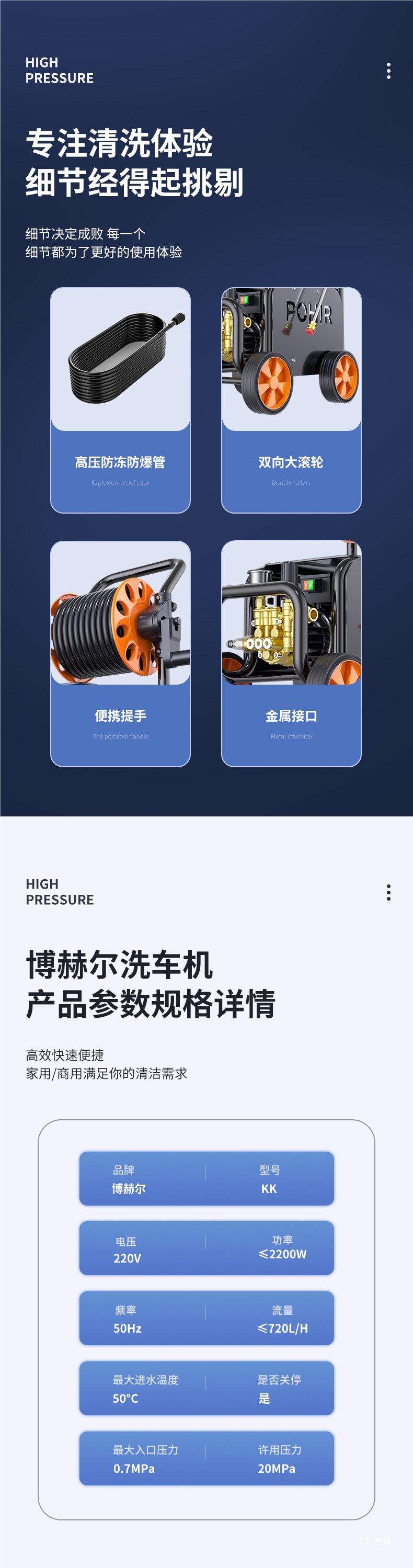 26 New Model Car Washing Machine 220V High-Pressure Household High-Power Industrial Water Gun Commercial Super Strong Pressure Booster Qingpei Hui