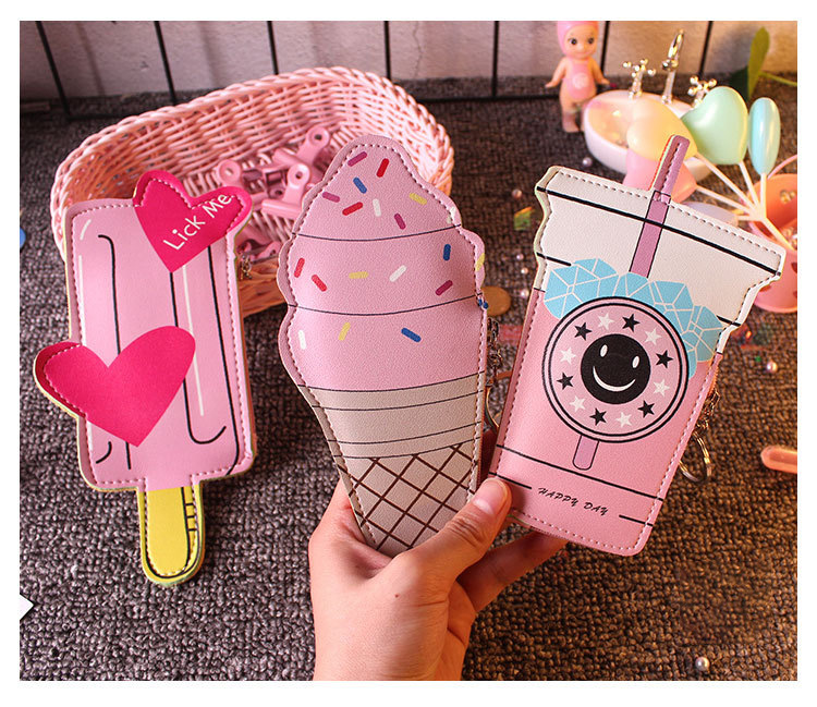 Women's Gender Cute, Basic Style Women's Ice Cream Pu Leather Zipper Coin Purses