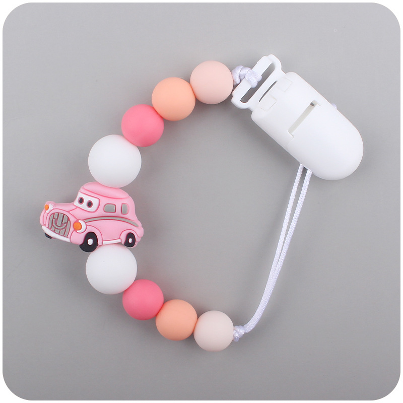 Bebé chupete de plástico clip DIY bebé chupete Cadena de dibujos animados camión de bomberos chupete cuerda de silicona Amazon
