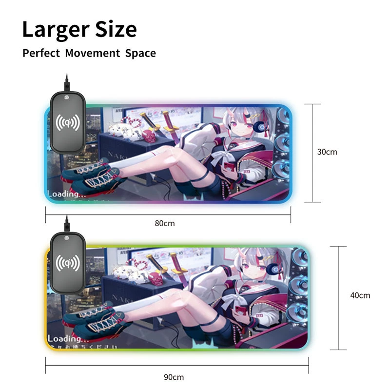 [Oversized Аниме каваии девушка 15W беспроводная RGB мышьpad]