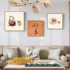 Modern Chinese style living room decorative painting, elegant warm home minimalist bedroom background wall painting, Jinhua Autumn Reality restaurant corridor hanging painting