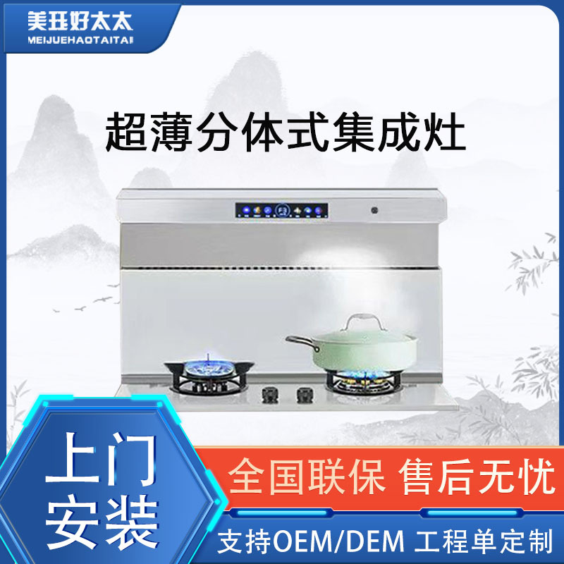 Ultra-Thin Split Integrated Stove Apartment Ultra-Thin Variable Frequency Range Hood Gas Stove Side Suction Lower Shot Integrated Small Apartment