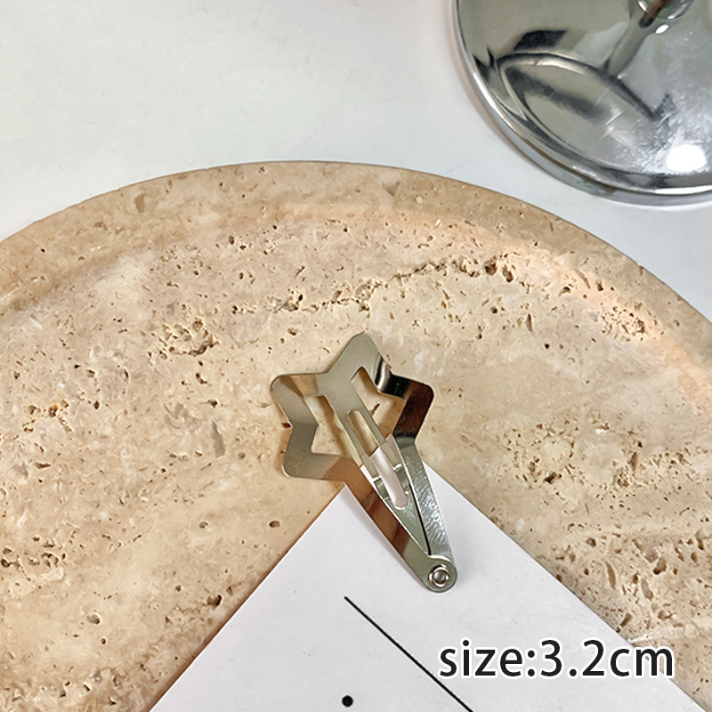 Y2g Millennium estilo plata brillante estrella de cinco puntas chica lado flequillos clip chica todo partido horquilla estrella horquilla tocado