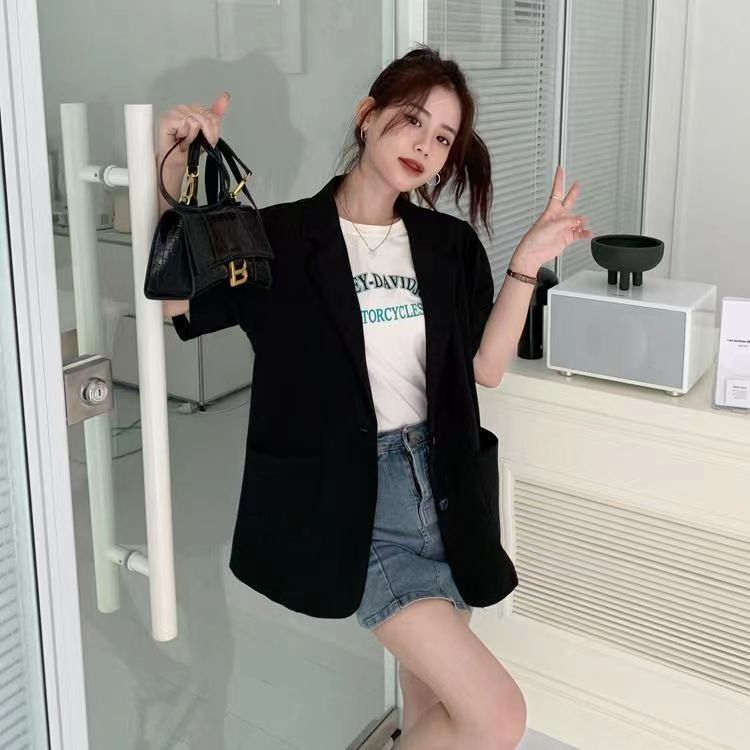 7183 Short-sleeved Suit Jacket Women's Summer New Casual Fashion Elegant Goddess Fan Business Wear Internet Celebrity Suit
