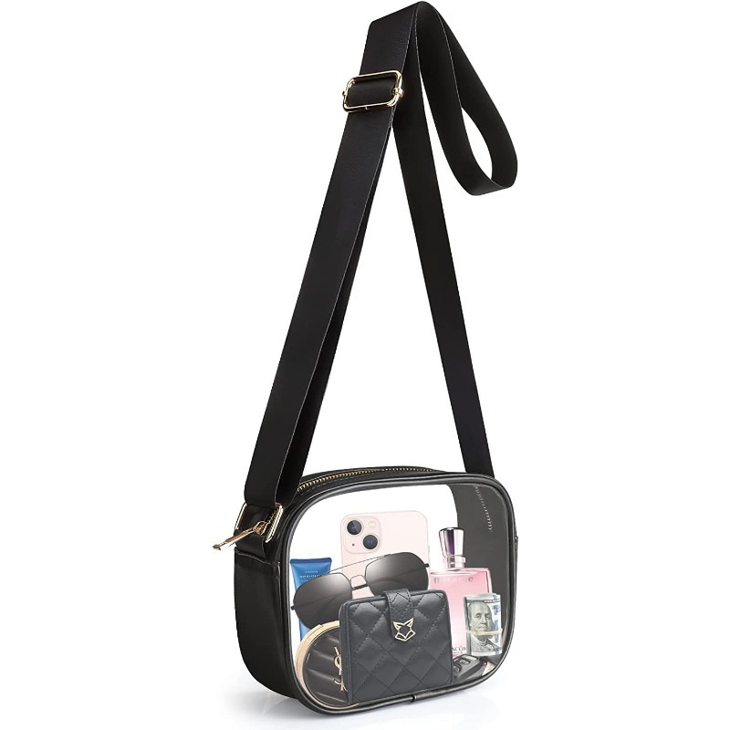 Women's Small Pvc Color Block Classic Style Oval Zipper Square Bag display picture 1