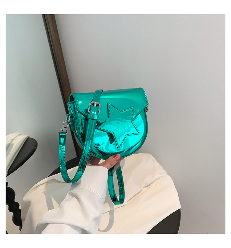 318g Weight Pu Leather Lining Material Magnetic Buckle Closure Type Single Shoulder Strap Strap Type Women's Small Pu Leather Star Basic Semicircle Magnetic Buckle Shoulder Bag
