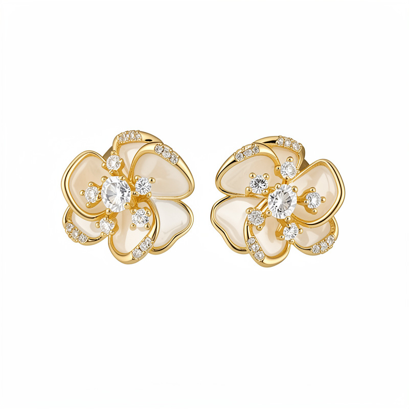 18k oro real galvanizado temperamento pendientes de moda ligero de lujo alta sensación de auriculares al por mayor