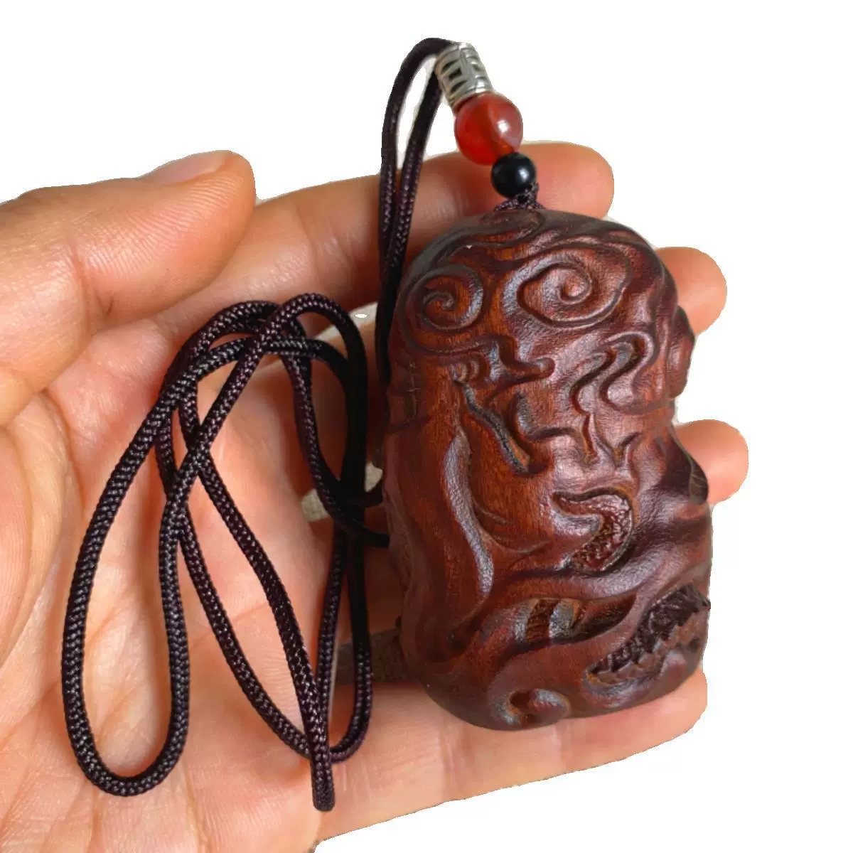 Longhu Mountain Lightning Strike Jujube Wood Pendant Keychain Car Hanging Necklace Carved Coiled Dragon Handle Piece Taoist Supplies Pendant