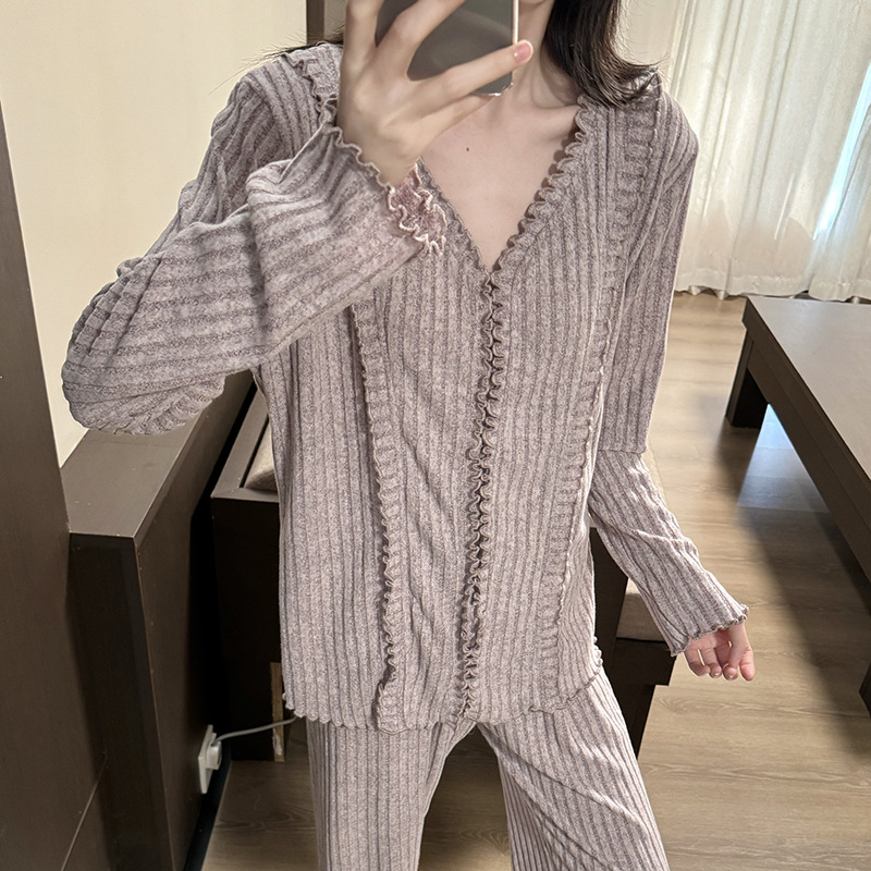春秋睡衣女款新款秋季长袖长裤女士居家服可外穿高级感家居服套装|undefined