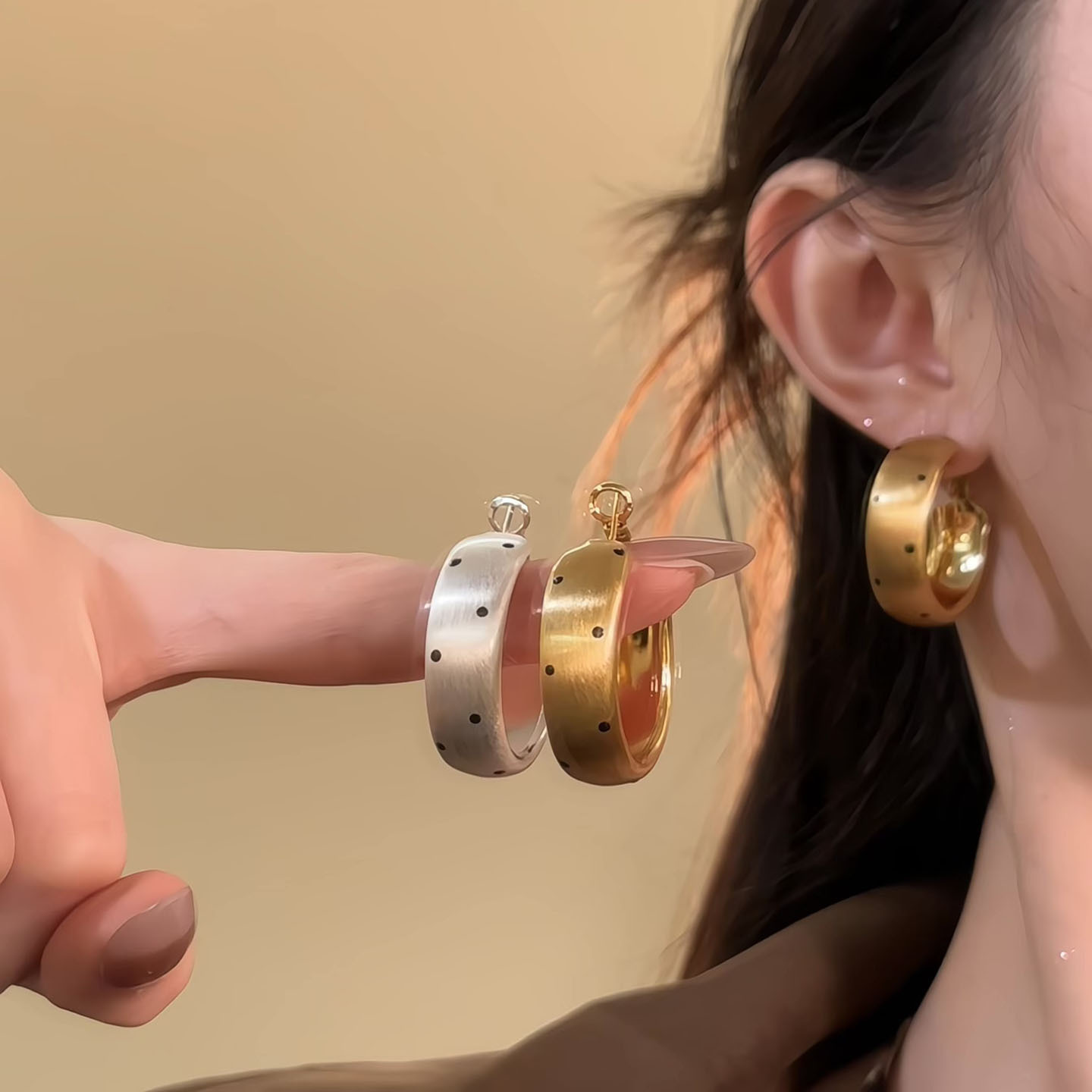 The Circumference of Love~Geometric Metal Polka Dot Earrings 2025 New Hot Style High-End Earrings Earrings for Women