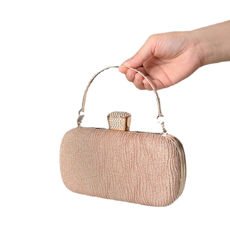 2023 nuevo bolso de noche plisado transfronterizo Banquete de mujer vestido de noche portátil bolso de diamantes de imitación brillante bolso retro cheongsam