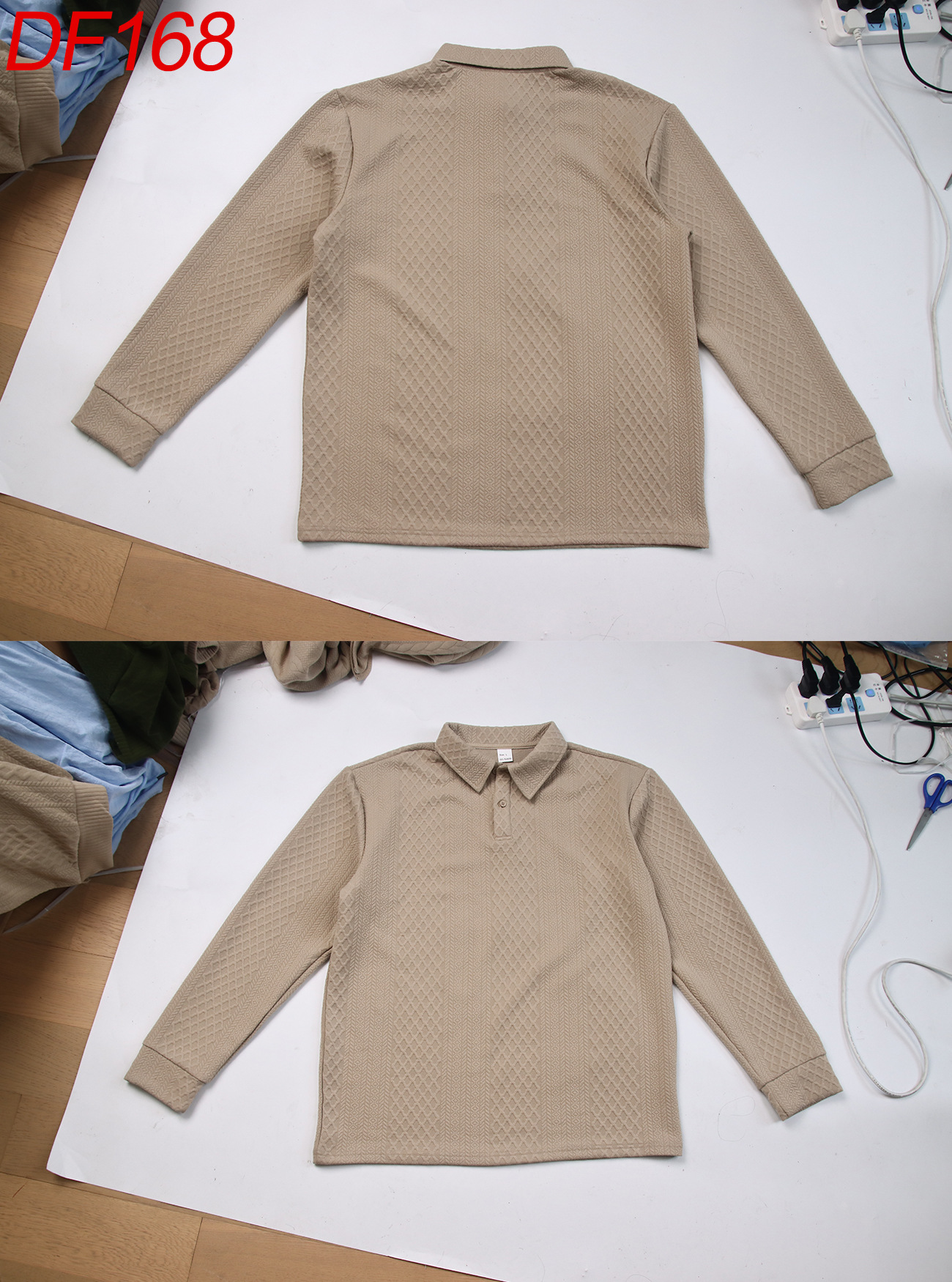 26 Cross-Border European And American Men's Textured Jacquard Solid Color Button New Polo Shirt Turn-Down Collar_voghion.com