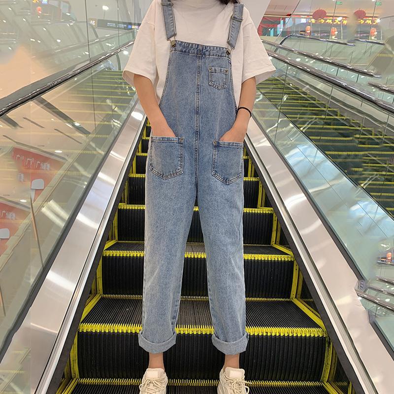 Spring 2024 New Internet Celebrity Denim Strap Pants Women's Korean Style Loose Mori Girl Style All-match Cute vintage Trendy