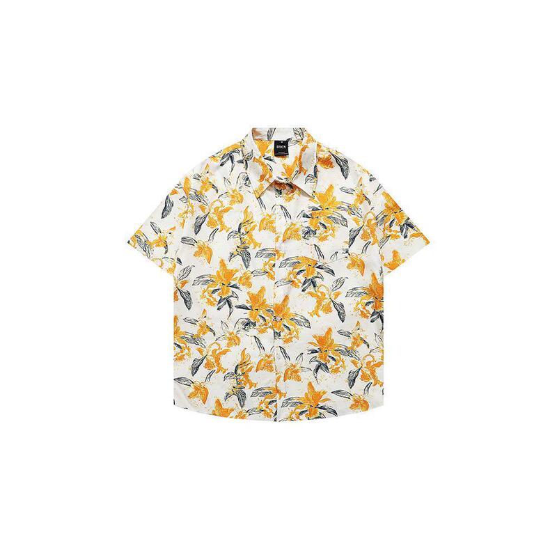 Foreign Trade Thai-Style Retro Floral Short-Sleeved Shirt for Men, Hong Kong Style Niche Hawaiian Style Loose Couple Shirt