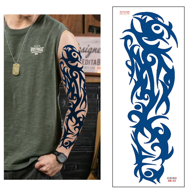 Calcomanías de tatuaje semipermanentes de brazo completo para hombres y mujeres brazo imagen grande jugo de planta no puede lavar las pegatinas de tótem de tatuaje