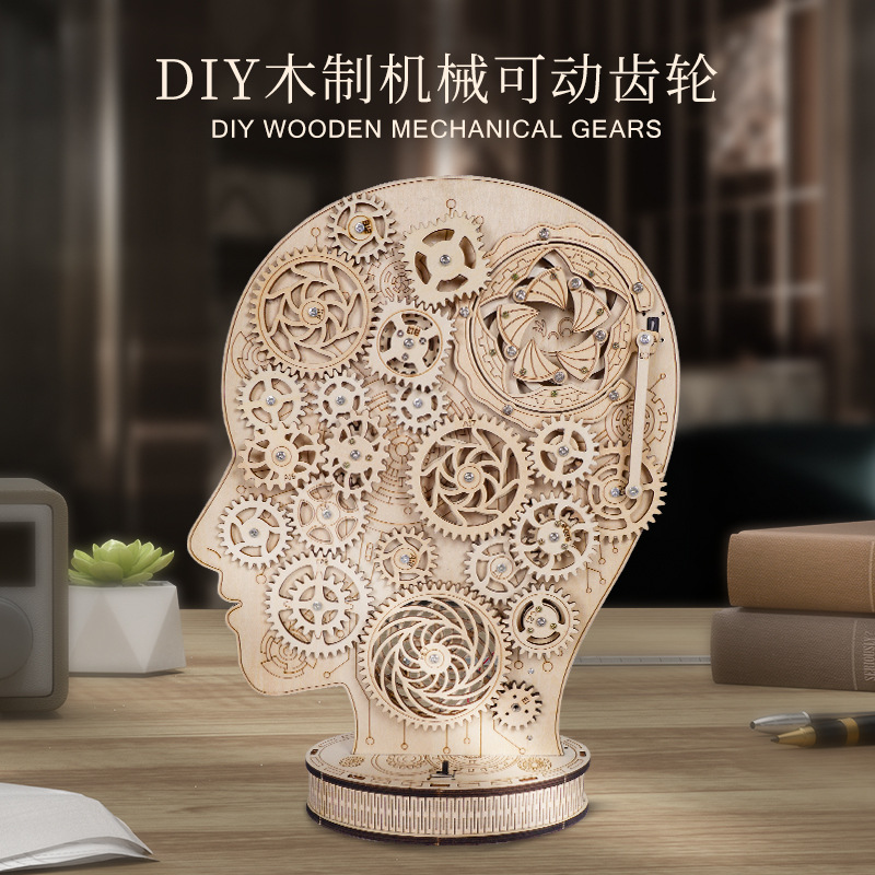 (2개) 공장 국경 아마존 테무 나무 기계 기어 DIY 조립 3 차원 모델 브레인 스토밍