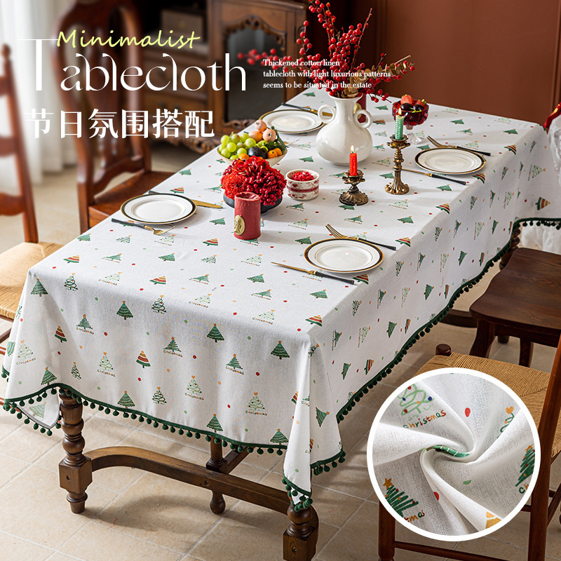 2025 新しいクリスマステーブルクロスプリント雰囲気装飾生地ラウンドテーブルアメリカンレトロ装飾テーブルクロス|undefined