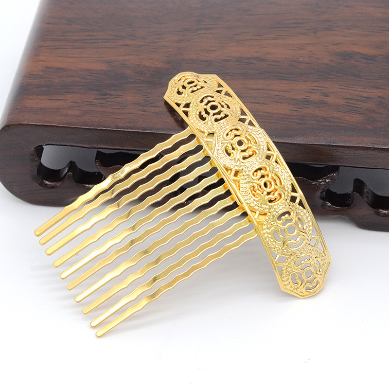 diy手工饰品配件古风新娘头饰 电镀焊接镂空十齿发梳复古发饰材料