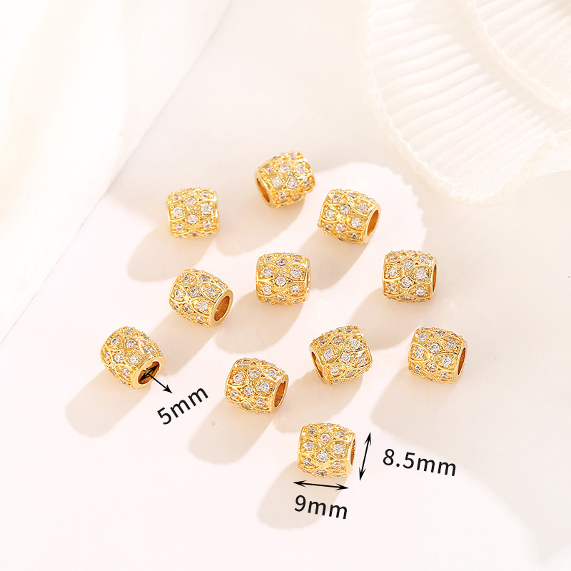 Style 13 Three rows of diamond-inlaid cylindrical beads 8.5*9mm