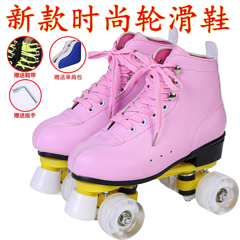 Hebilla suelta zapatos de patinaje de doble fila cuatro zapatos de patinaje sobre ruedas adultos hombres y mujeres deportes zapatos de patinaje sobre ruedas zapatos de patinaje al por mayor de fábrica