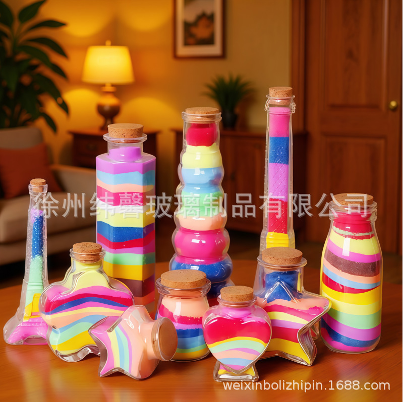 包邮彩沙瓶流沙沙画瓶手工DIY幼儿园儿童益智许愿瓶幸运星漂流瓶
