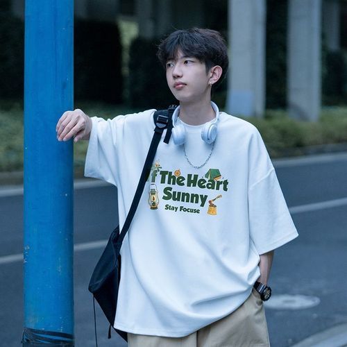 Wholesale short-sleeved T-shirt men's summer thin crew neck versatile casual 2025 new trendy brand loose Hong Kong style half sleeve T-shirt