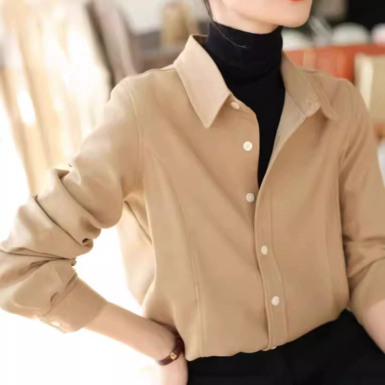 Из уст в уста взрывные модели 2024 осень и зима, тонкая шерсть, сплошной цвет, рыхлый, тонкая рубашка с длинными рукавами, женщины могут носить осень и зима