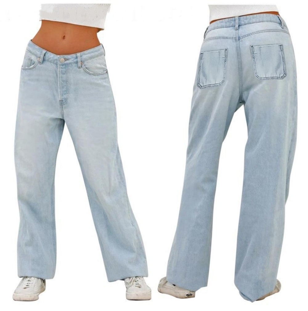 Women's High-Waisted Loose Fit Denim Pants – Stretchy Flared Jeans For Casual & Trendy Outfits (Factory Direct)_ecoleips.com