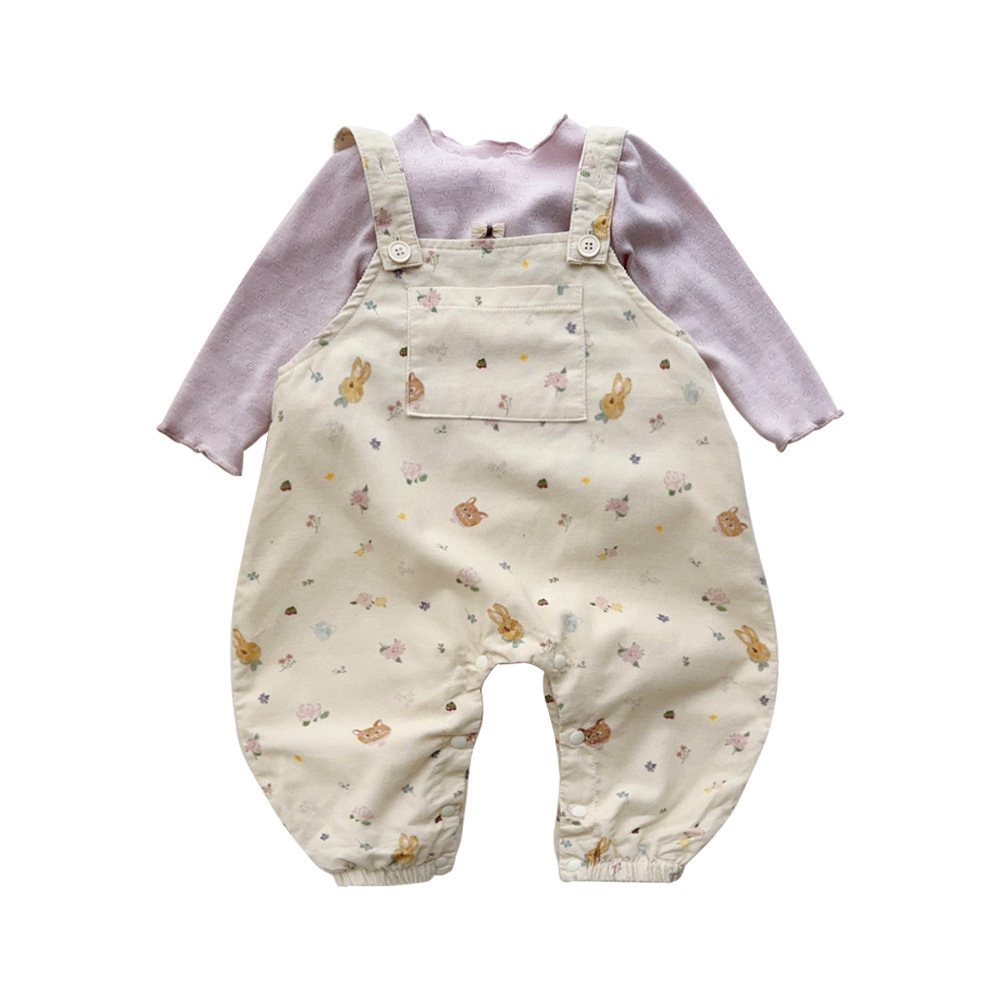 2024 traje de bebé de otoño traje de salida floral nórdico camisa de fondo de bebé femenino mono traje de dos piezas para niños pequeños Mori