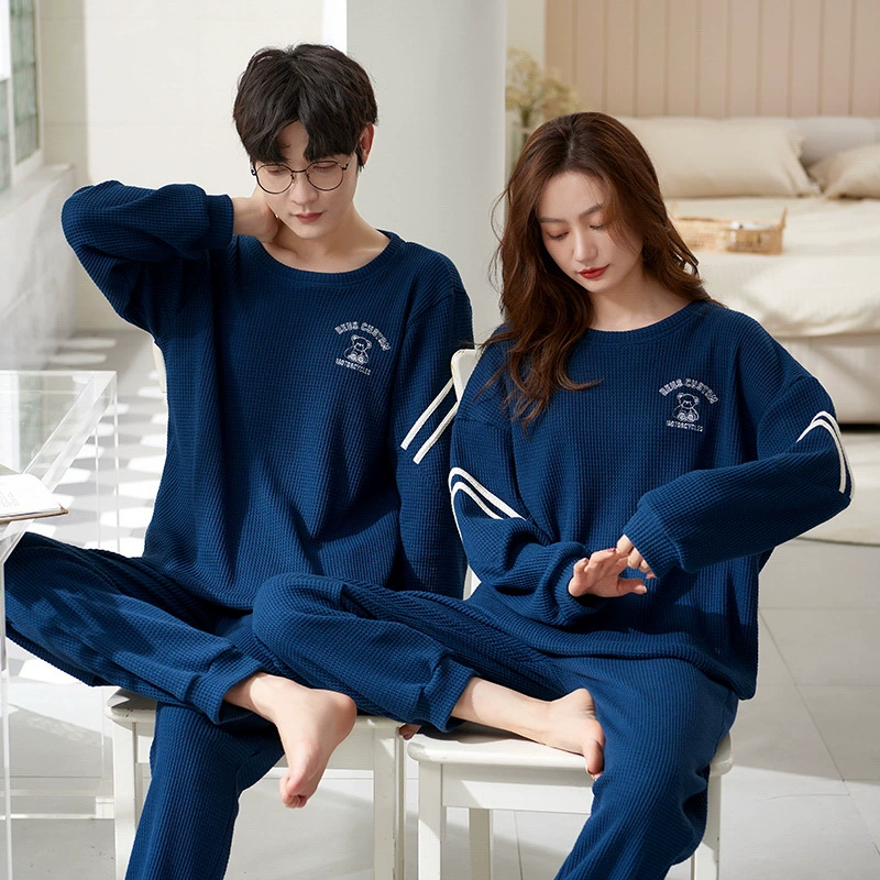 Весной и осенью пижамы для пар, хлопковый пуловер, удобный дышащий круглый вырез, милый тонкий костюм для верхней одежды, домашняя одежда, костюм