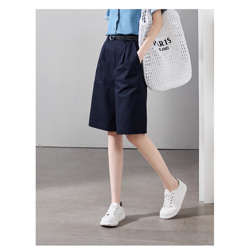 High-Quality 2026 Summer New Style Loose Slimming High-Waisted Five-Point Suit Casual Shorts Women's Mid-Length Pants Wide-Leg A-Line