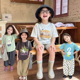 2026夏季童装女童宝宝韩版休闲半袖卡通T恤儿童短袖纯棉打底衫潮