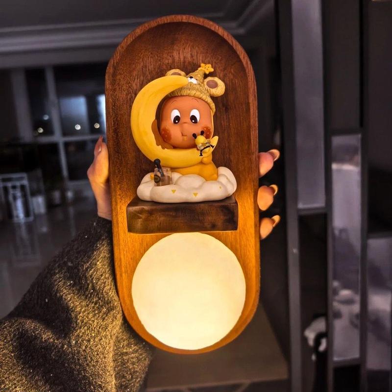 発光ナイトライト中世無垢材フレンチウォールマウント磁気壁装飾モダンクリエイティブ DIY B&B 壁アクセサリー|undefined