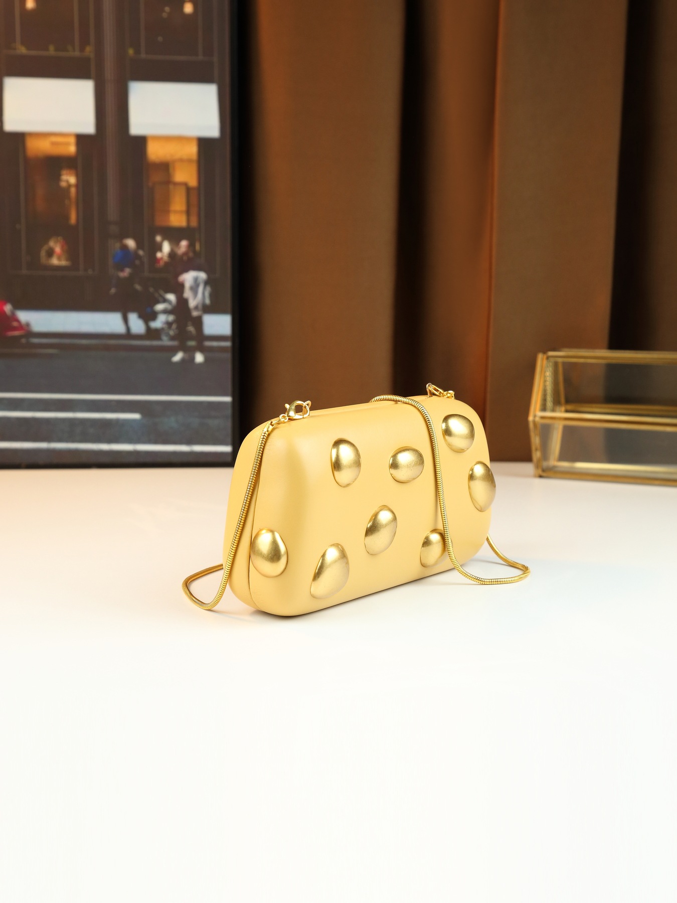 Borsa a tracolla box a pois elegante borsa minimalista per donna_voghion.com
