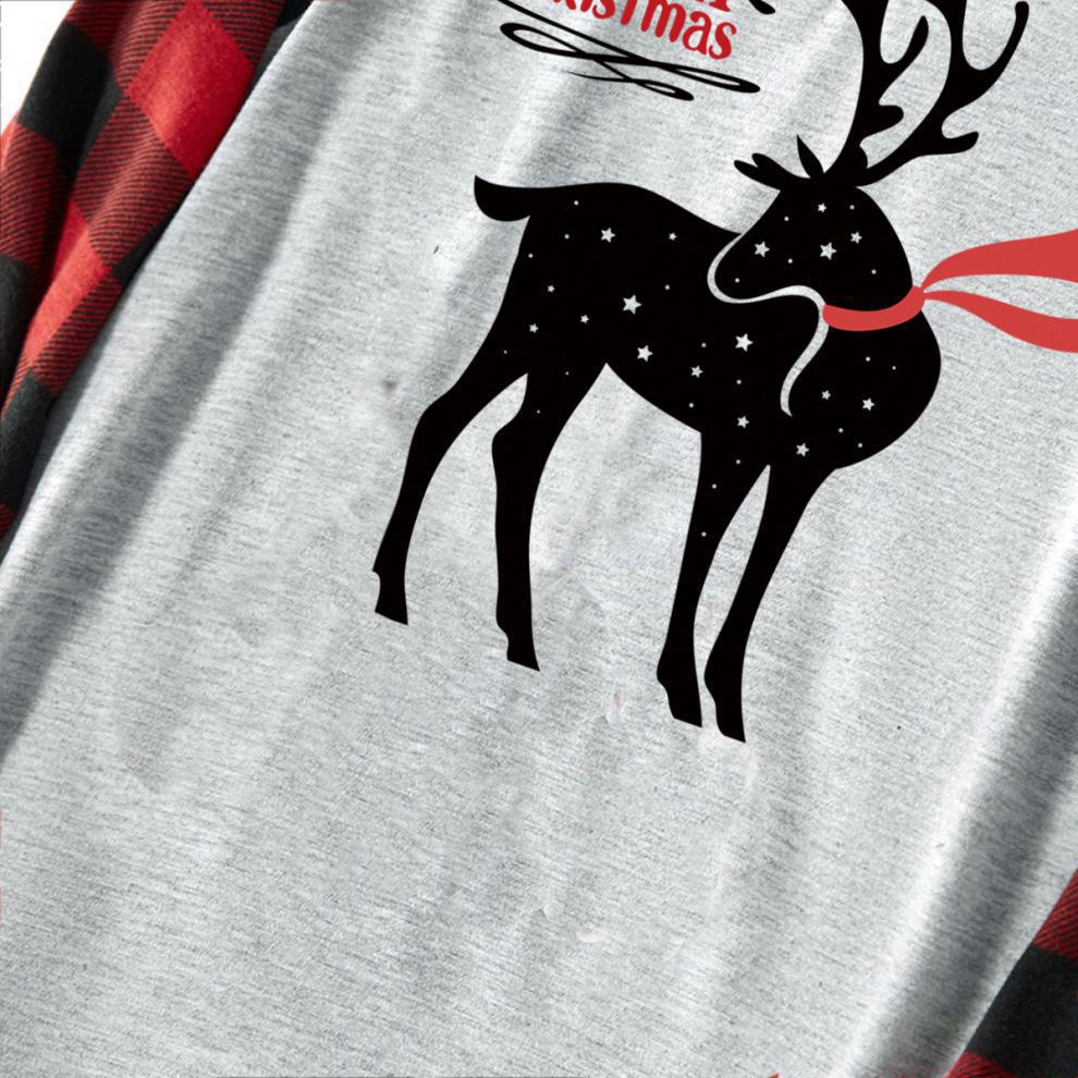 Vánoční kostkovaný kostkovaný oblek s dlouhým rukávem, pyžamo, domácí oblečení, kalhoty, oblek pro rodiče a děti_voghion.com