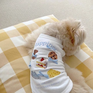 可爱蝴蝶结胶印牵引背心小型犬比熊泰迪夏季薄款小狗衣服宠物狗狗
