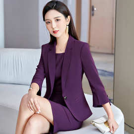 YQ8621春装新款韩版时尚小西装女式职业装连衣裙套装商务正装西服