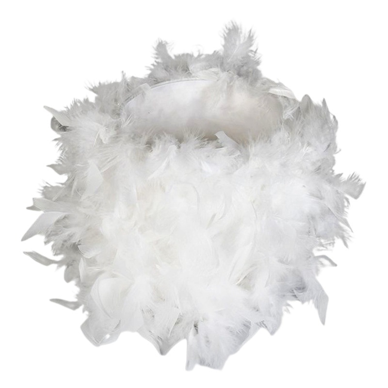 Lámpara de pie cubierta de plumas dormitorio moda creativa hecha a mano pluma pantalla lámpara de mesa pantalla fábrica al por mayor image 1