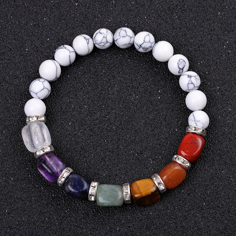 Factory Direct colorful with shape agate micro diamond synthetic white pine Tiger Eye Stone pink chalcedony volcanic stone beaded bracelet