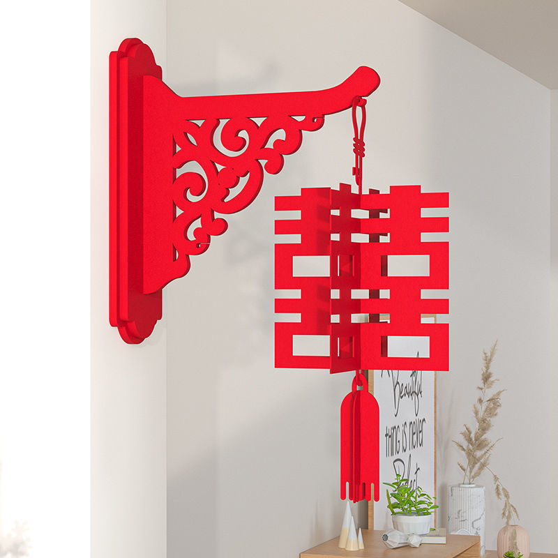 Marriage lucky character lantern decoration for wedding room, auspicious hanging ornament for front door, outdoor large red lantern, Chinese festive hanging ornament for festivals